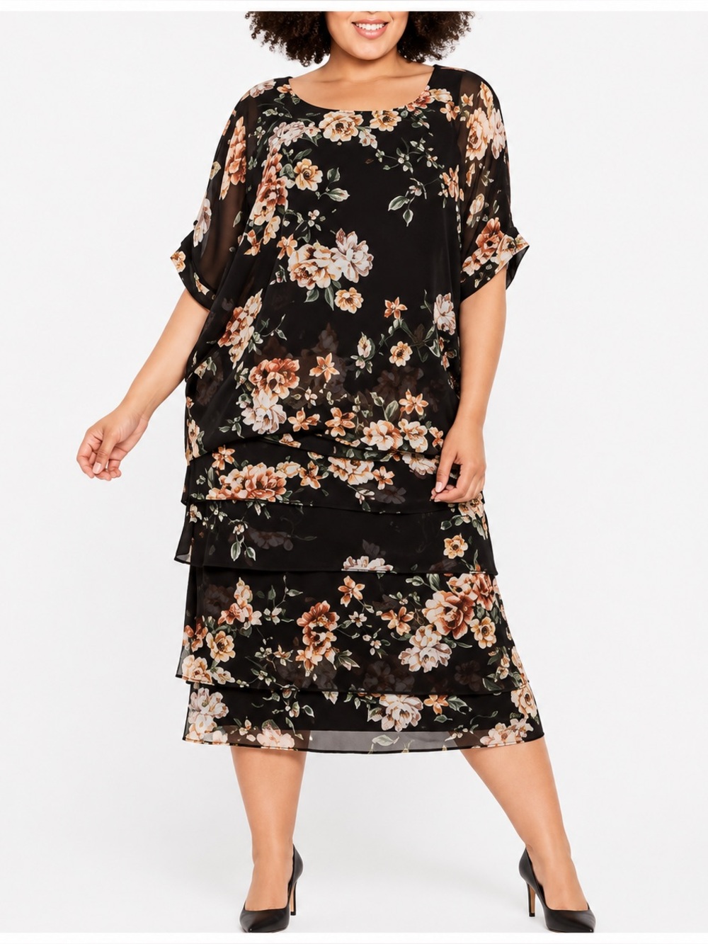 Evans‎ Printed Overlay Shift Dress